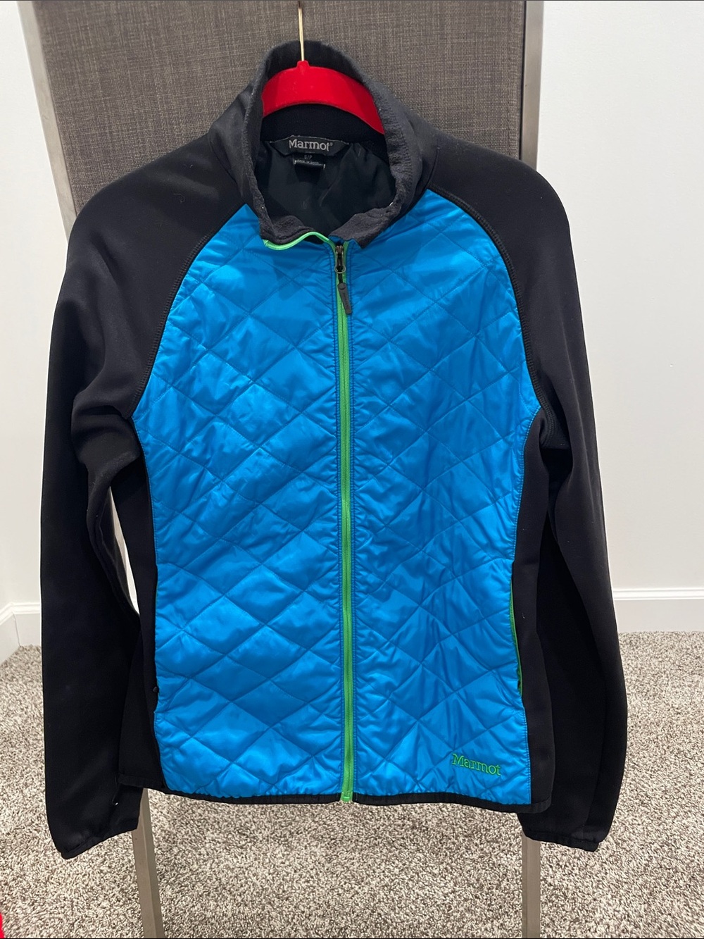 Marmot Black Jacket Interior with Red Accent